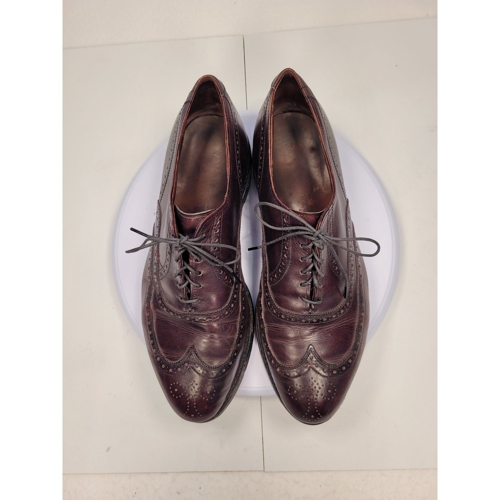 Allen Edmonds McAllister Mens Burgundy Leather Wingtip Oxford Dress Shoes 10.5 B - Picture 5 of 10